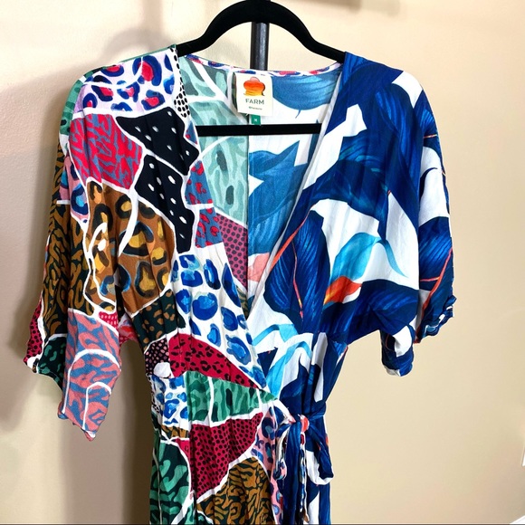 ❗️SOLD❗️RARE Farm Rio Mixed Prints Wrap Maxi Dress - Picture 8 of 11